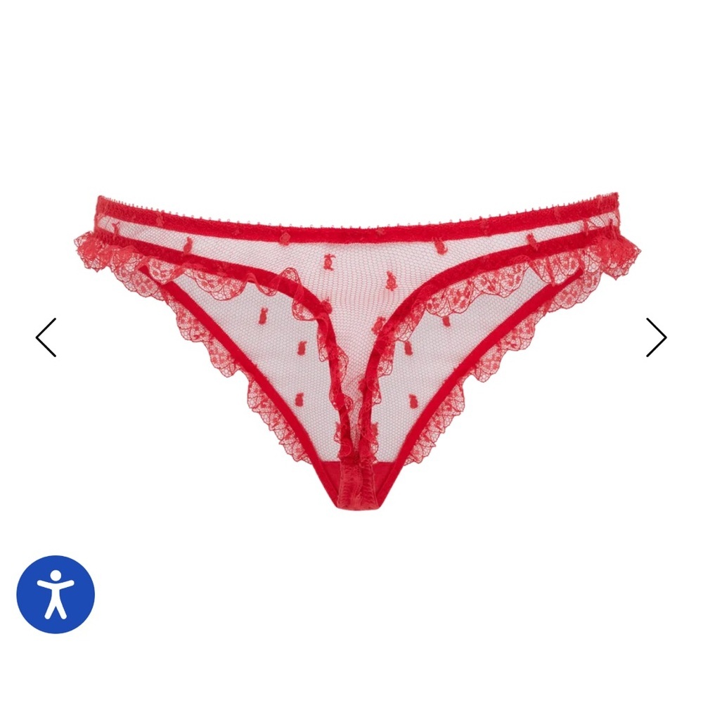NWT AGENT PROVOCATEUR Madelina Red Lace Sheer Thong in AP Size 4 (US 8) - Picture 3 of 13